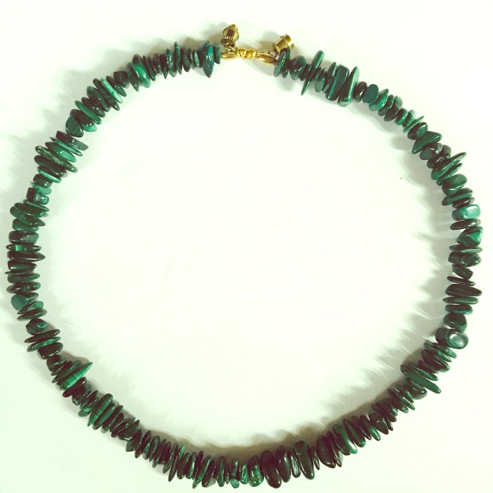 Natural Malachite Nugget Necklace 18"in long 62g